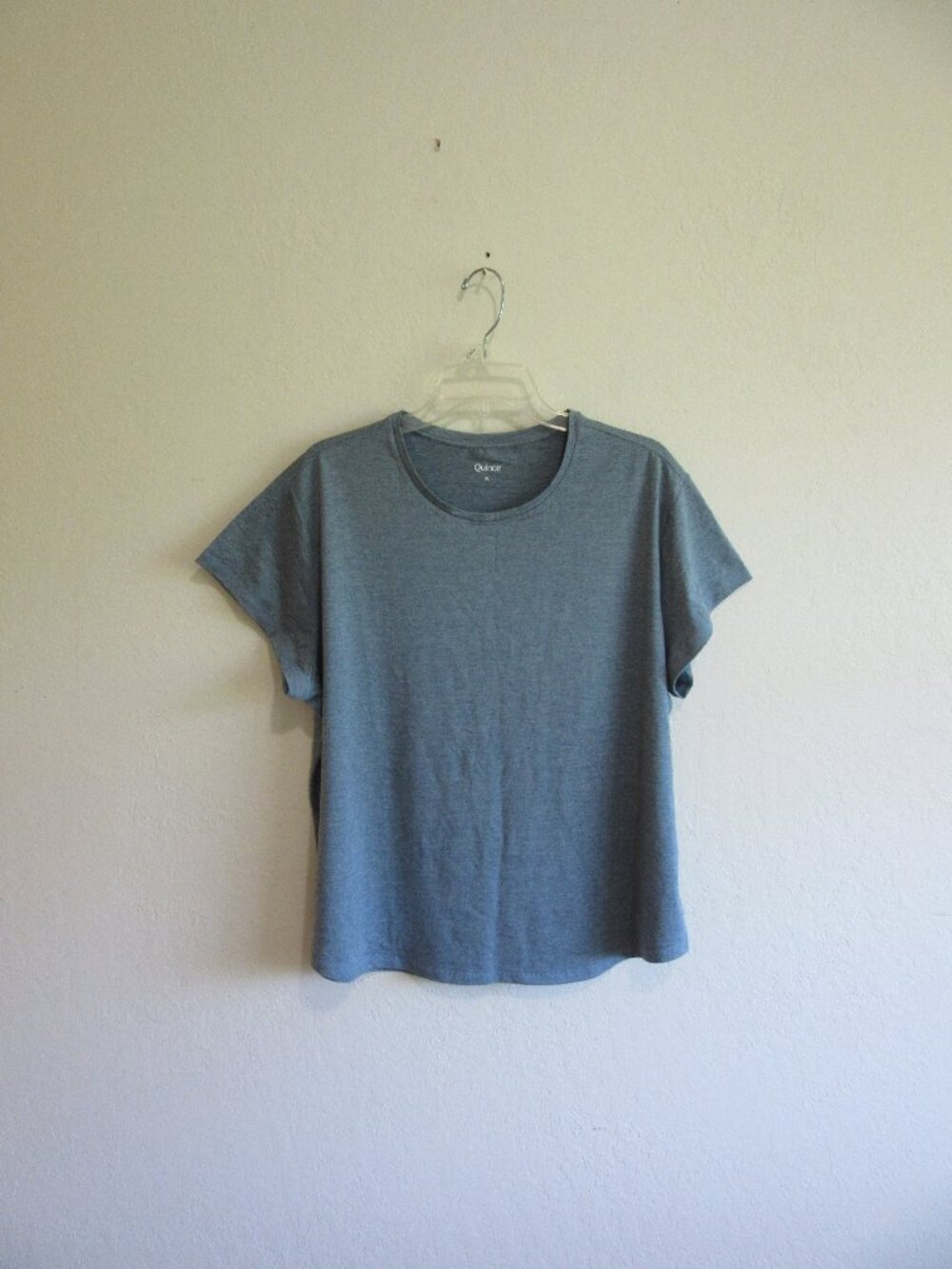 QUINCE Blue Stretchy XL Pullover Short Sleeve Basic Top